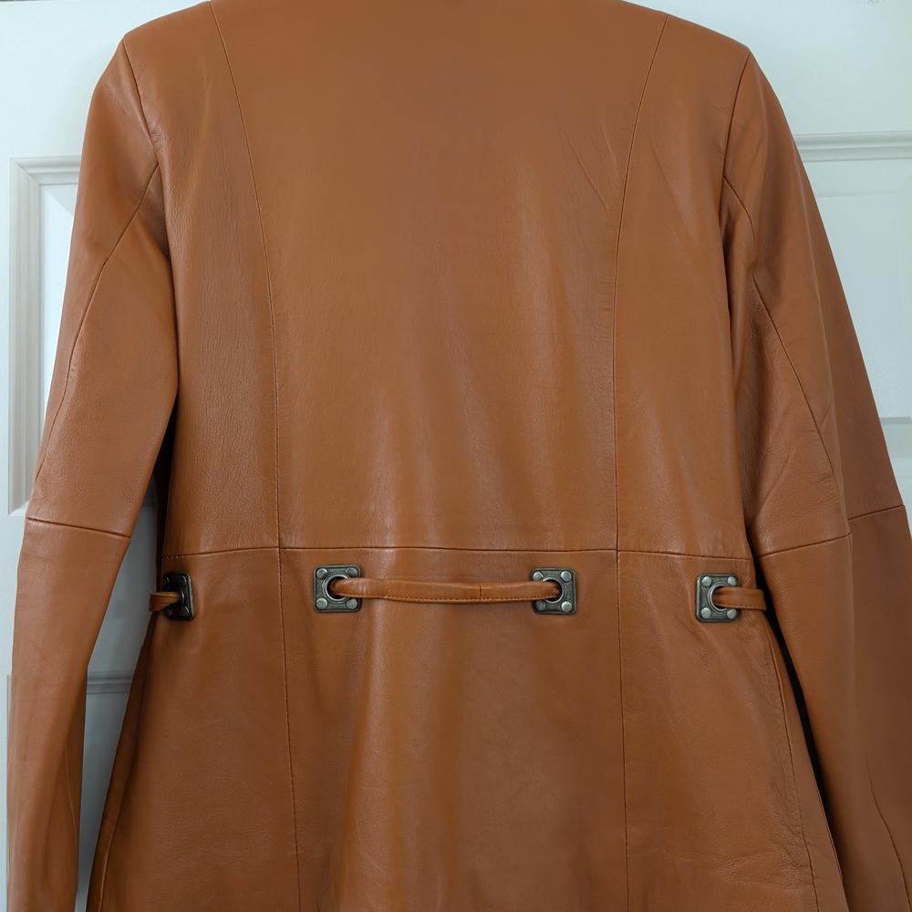Vintage University Of Texas Co- op Women Burnt Orange Leather Blazer Size XS - Picture 9 of 10